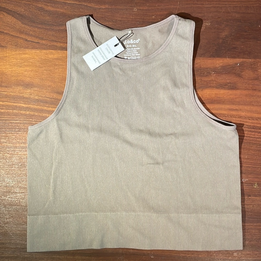 J.o & co Chloe ribbed cropped tank in warm gray women’s M/L
